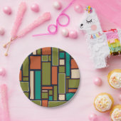 Modulus Mideeuw Modern Retro Geometric Patroon Papieren Bordje (Feest)