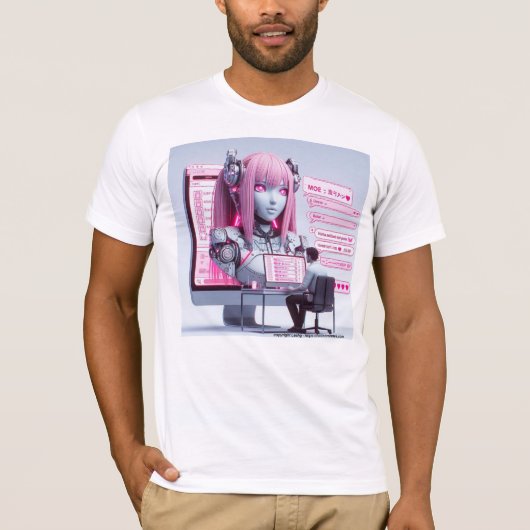 Moe 萌え Ik hou van chatbots Ai-robots Futuristisch  T-shirt (Voorkant)