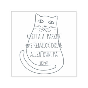 Moe Adres Stempel met Zelfinkende Kat