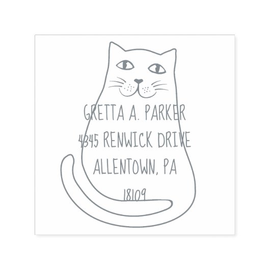Moe Adres Stempel met Zelfinkende Kat (Design)