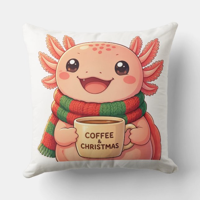 Moe Axolotl Kerst Koffie Worp Kussen (Achterkant)