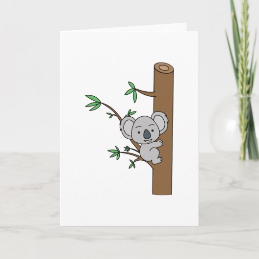 Moe babykoala klimt in een eucalyptusboom kaart (Voorkant)