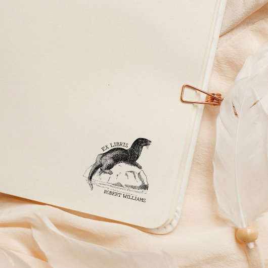 Moe Cadeaubandje met Zeeotter Ex Libris  Rubberstempel