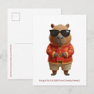 Moe Capybara Maand Nieuwjaar 2026 Aangepaste Famil Briefkaart