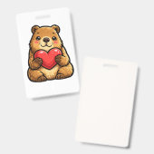 Moe Capybara met Hart Kawaii Capybara Speldje Badge (Voor- en achterkant)