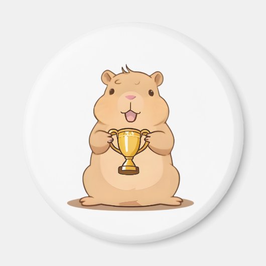 Moe Capybara Trofee Winnaar Kawaii Ontwerp Magneet (Voorkant)