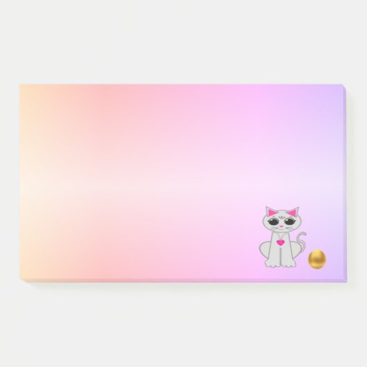 Moe cartoontekening van een kat op pastelkleuren post-it® notes (Voorkant)