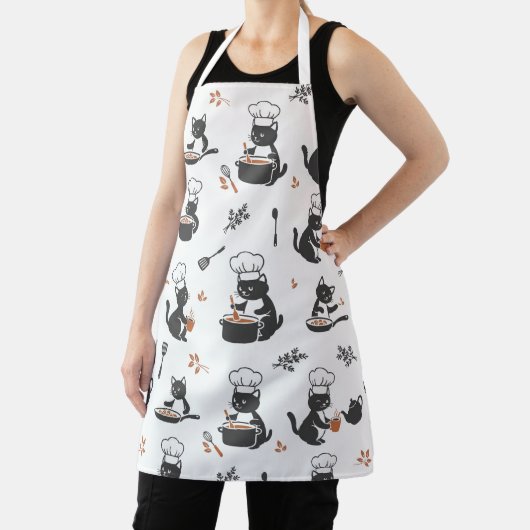 Moe chef kat zwart-wit patroon schort (Insitu)
