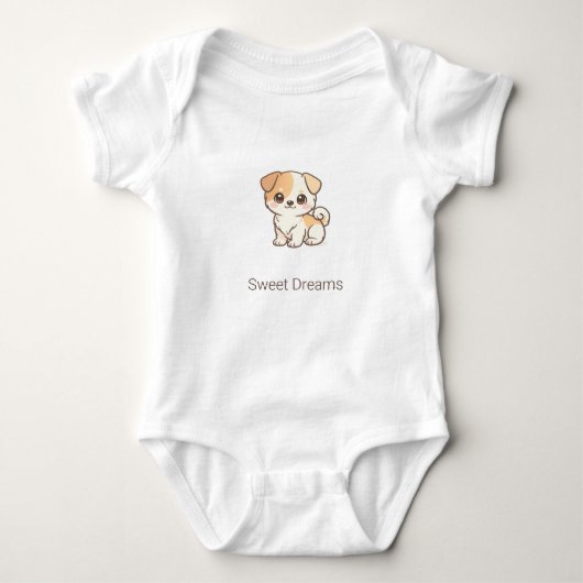 Moe Chibi Puppy Slaap Lekker Aangepaste Naam  Romper (Voorkant)