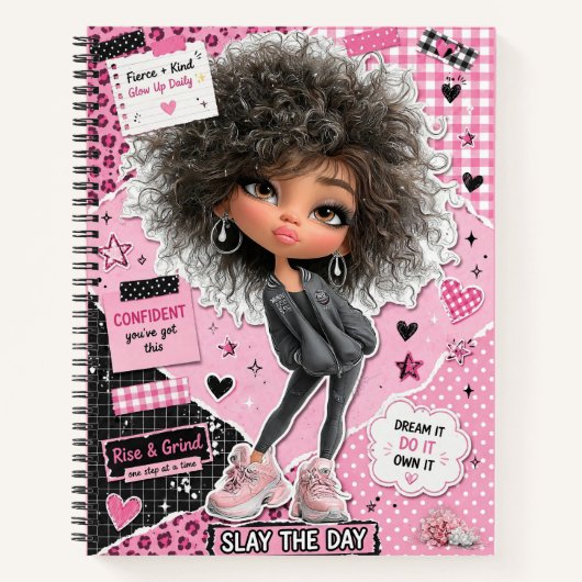 Moe Creatieve Roze Pop Collage Spiraal Notebook Notitieboek (Voorkant)