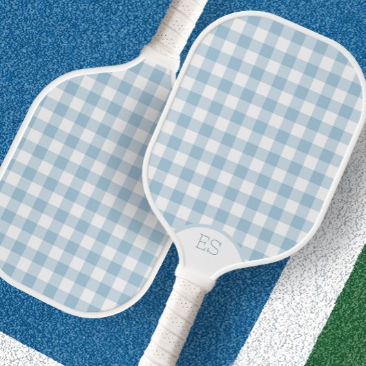 Moe cute gingham preppy stoffige blauwe pickleball paddle