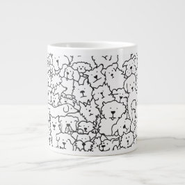 Moe design van een met de hand getekende hond grote koffiekop