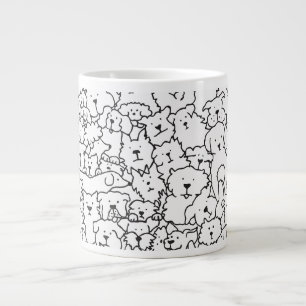 Moe design van een met de hand getekende hond grote koffiekop