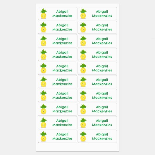 Moe fruit ananas cartoon gepersonaliseerd  labels (Vel)
