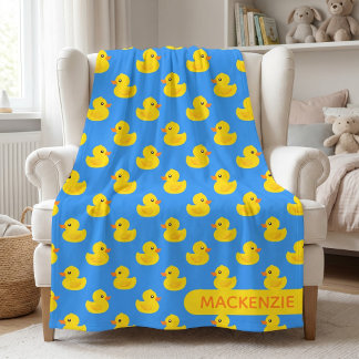 Moe Geel Rubberen Eend Patroon Gepersonaliseerde N Fleece Deken