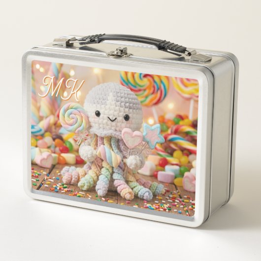 Moe gehaakte octopus Candy Land gepersonaliseerd (Voorkant)