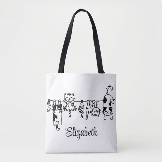Moe Hangende Kittens Aangepaste Naam Tote Bag (Voorkant)