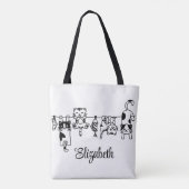Moe Hangende Kittens Aangepaste Naam Tote Bag (Achterkant)