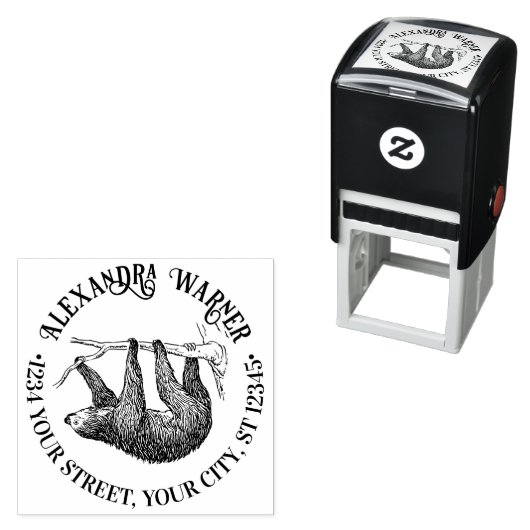 Moe hangende luiaard #2 naam retouradres   zelfinktende stempel (In situ)