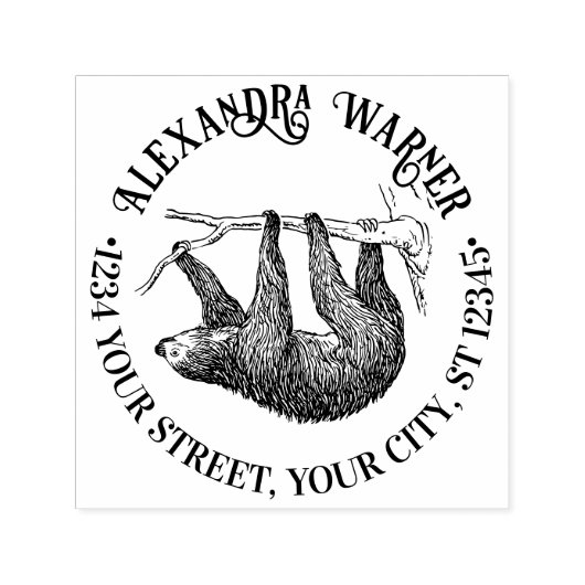 Moe hangende luiaard #2 naam retouradres   zelfinktende stempel (Design)