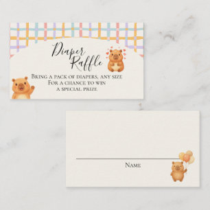 Moe kaart voor capybara luierspel op babyshower visitekaartje