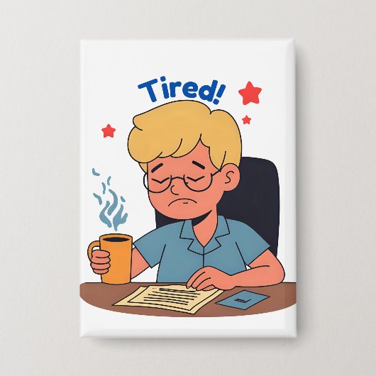Moe kantoormedewerker Cartoon – Funny Coffee & Wor Button (Voorkant)