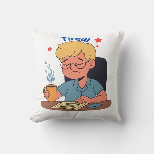 Moe kantoormedewerker Cartoon – Funny Coffee & Wor Kussen (Voorkant)
