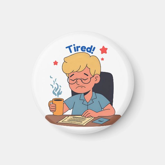 Moe kantoormedewerker Cartoon – Funny Coffee & Wor Magneet (Voorkant)