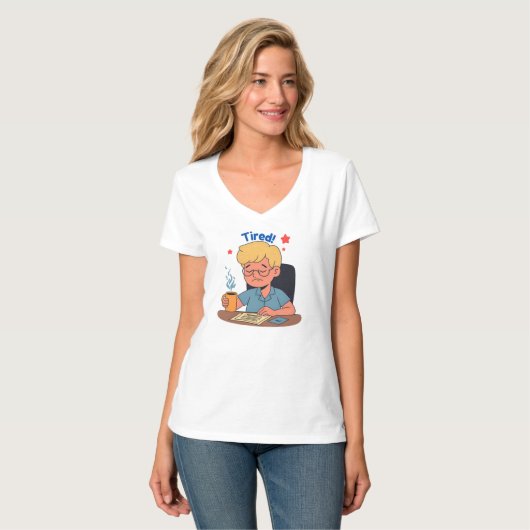 Moe kantoormedewerker Cartoon – Funny Coffee & Wor T-shirt (Voorkant volledig)