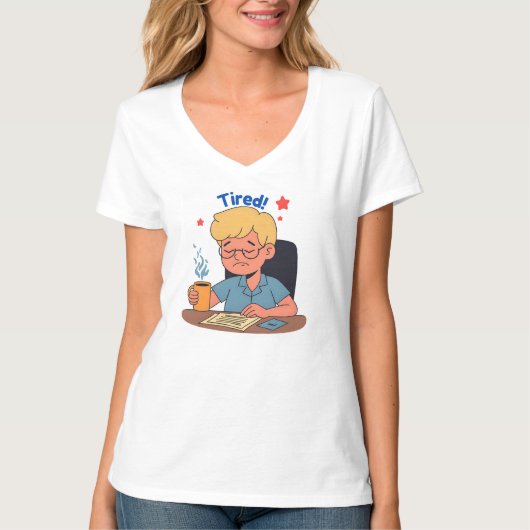 Moe kantoormedewerker Cartoon – Funny Coffee & Wor T-shirt (Voorkant)