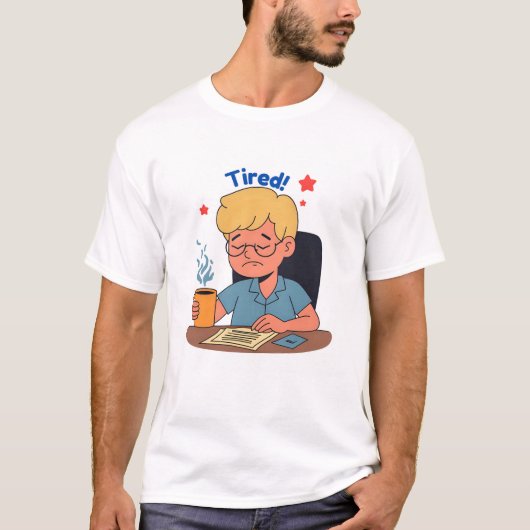 Moe kantoormedewerker Cartoon – Funny Coffee & Wor T-shirt (Voorkant)
