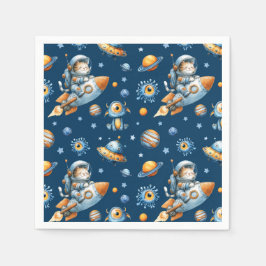 Moe Kat Astronaut Buitenruimte Melkweg Patroon  Servet