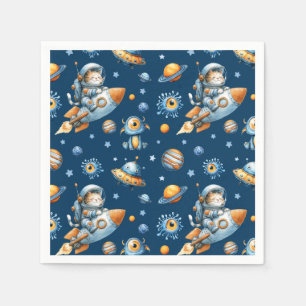 Moe Kat Astronaut Buitenruimte Melkweg Patroon Servet