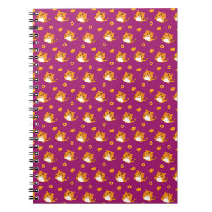 Moe Kat Cartoon Naadloos Patroon Kawaii Oranje Notitieboek