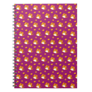Moe Kat Cartoon Naadloos Patroon | Kawaii Oranje  Notitieboek