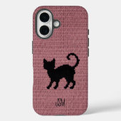 Moe Kat Haakwerk Zwarte Kat Aangepaste Initialen M Case-Mate iPhone Case (Achterkant)