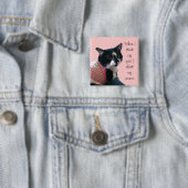 Moe kat in smoking met vredespens vierkante button 5,1 cm (In situ)