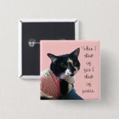 Moe kat in smoking met vredespens vierkante button 5,1 cm (Voorkant /achterkant)
