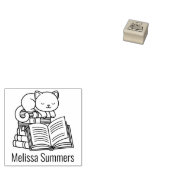 Moe kat stapel boeken aangepaste naam ex libris 1x rubberstempel (Gestempeld)