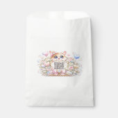 Moe Kawaii Aangepaste QR Code Kat Pastel Roze Bloe Bedankzakje (Voorkant)