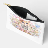 Moe Kawaii Aangepaste QR Code Kat Pastel Roze Bloe Etui (Open)
