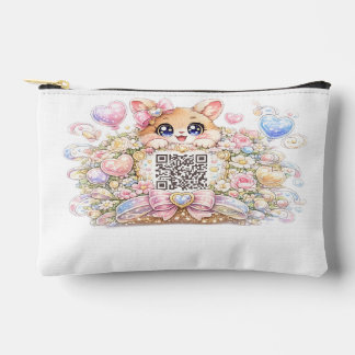 Moe Kawaii Aangepaste QR Code Kat Pastel Roze Bloe Etui