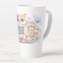Moe Kawaii Aangepaste QR Code Kat Pastel Roze Bloe