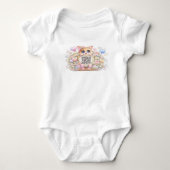 Moe Kawaii Aangepaste QR-code Kat Pastel Roze Bloe Romper (Voorkant)