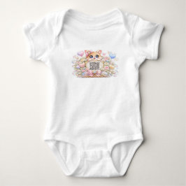Moe Kawaii Aangepaste QR-code Kat Pastel Roze Bloe Romper