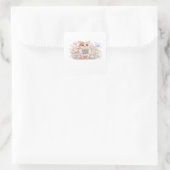 Moe Kawaii Aangepaste QR Code Kat Pastel Roze Bloe Vierkante Sticker (Tas)