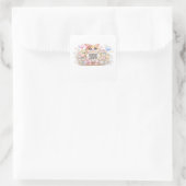 Moe Kawaii Aangepaste QR Code Kat Pastel Roze Bloe Vierkante Sticker (Tas)