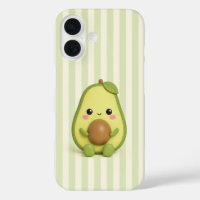 Moe kawaii-avocado op groene strepen telefoonhoesj