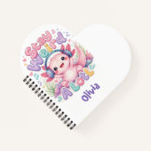 Moe Kawaii Axolotl Met Monogram Notitieboek (Voorkant)