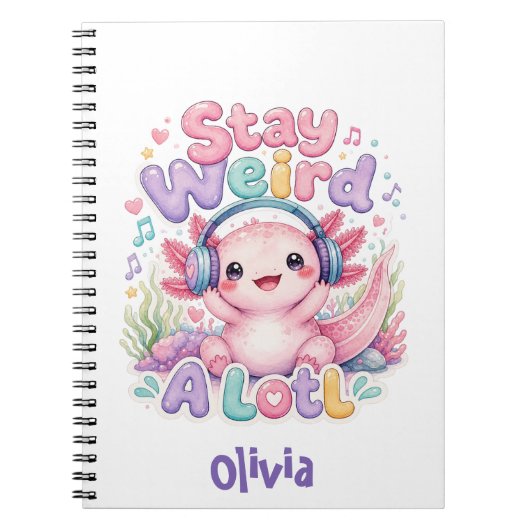 Moe Kawaii Axolotl Met Monogram Notitieboek (Voorkant)